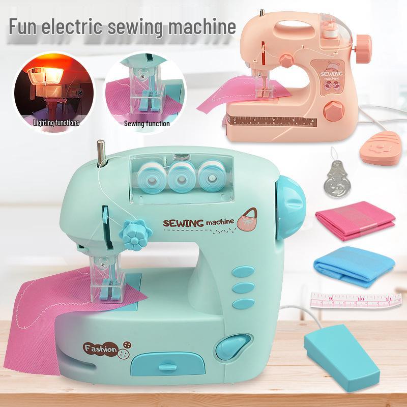 Electric Sewing Machine Toy for Kids: Mini Pretend Play Appliance for Girls, Kindergarten Fun, Parent-Child Handmade Activity
