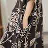DIMANAF New 2026 Women Plus Size Spring Summer Beach Dress Vintage Floral Print Black Long Dress Loose Oversize Maxi