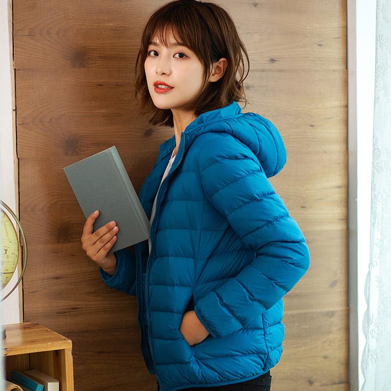 New Light and Thin Down Jacket Women's Short Hooded Stand-up Collar Light and Slim Outdoor Thin Large Size Women's Jacket