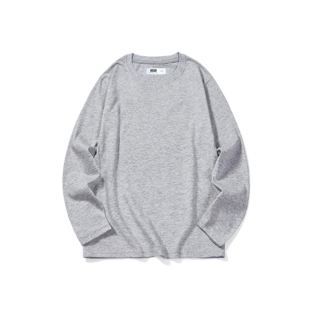 Koreanisches Langarm-Baumwoll-T-Shirt für Kinder im Frühling/Herbst - Einfarbiges Oberteil für Jungen