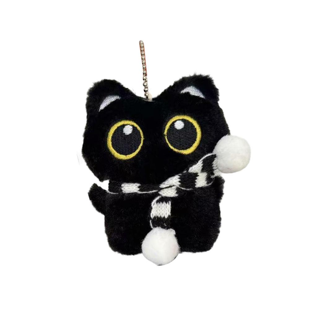 Cute Black Cat Plush Toy Doll Keychain Bag Pendant Charms Kitten Car Keyring Accessories For Women Couples Kawaii Gift