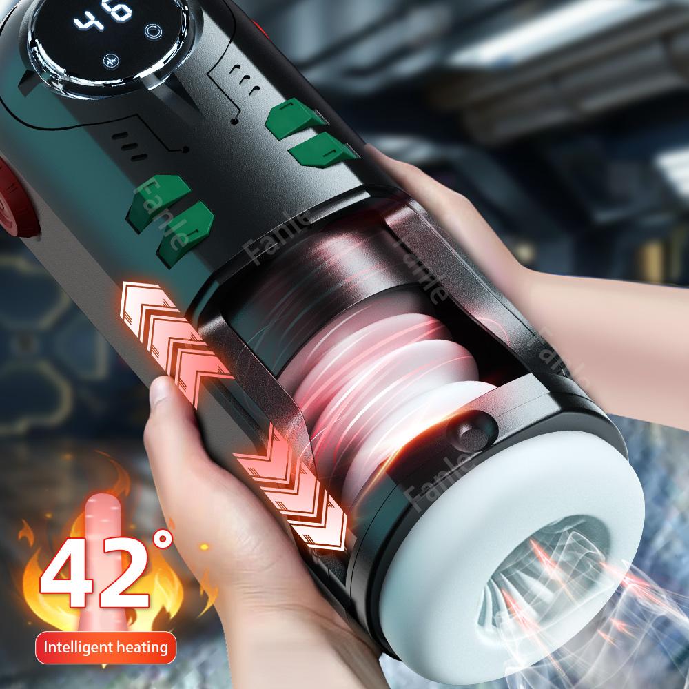 Automatic Male Masturbator Cup Telescopic Sucking Heated Pussy Blowjob Machine Thrusting Vibration Masturbation Sex Toy for Men
