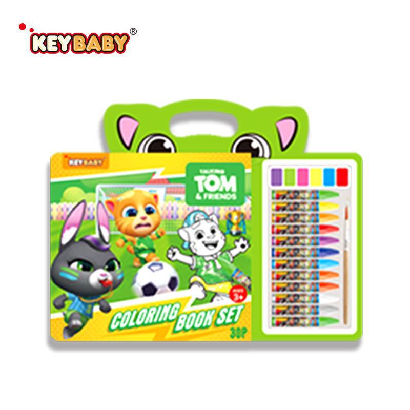 Cross-Border Children s Tom Cat Coloring and Drawing Book with Crayons зелёный