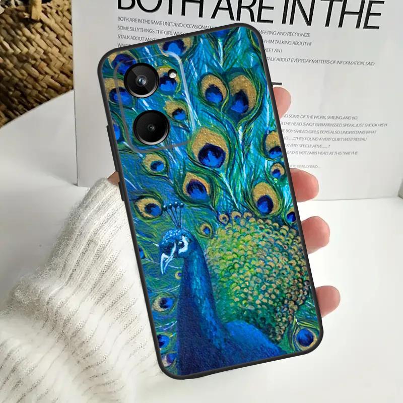 Bird Peacock Feather For Realme GT6 GT7 15 Pro 10 11 12 13 14 Pro Plus C55 C71 C75 C67 C63 C61 C53 C35 C65 Case