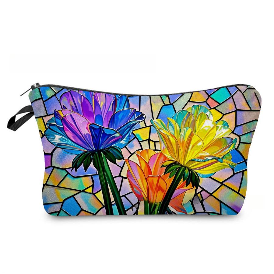 Damen Blume Muster Kosmetiktasche Toilettenartikel Organizer Reise Aufbewahrungskoffer 6971 KTB