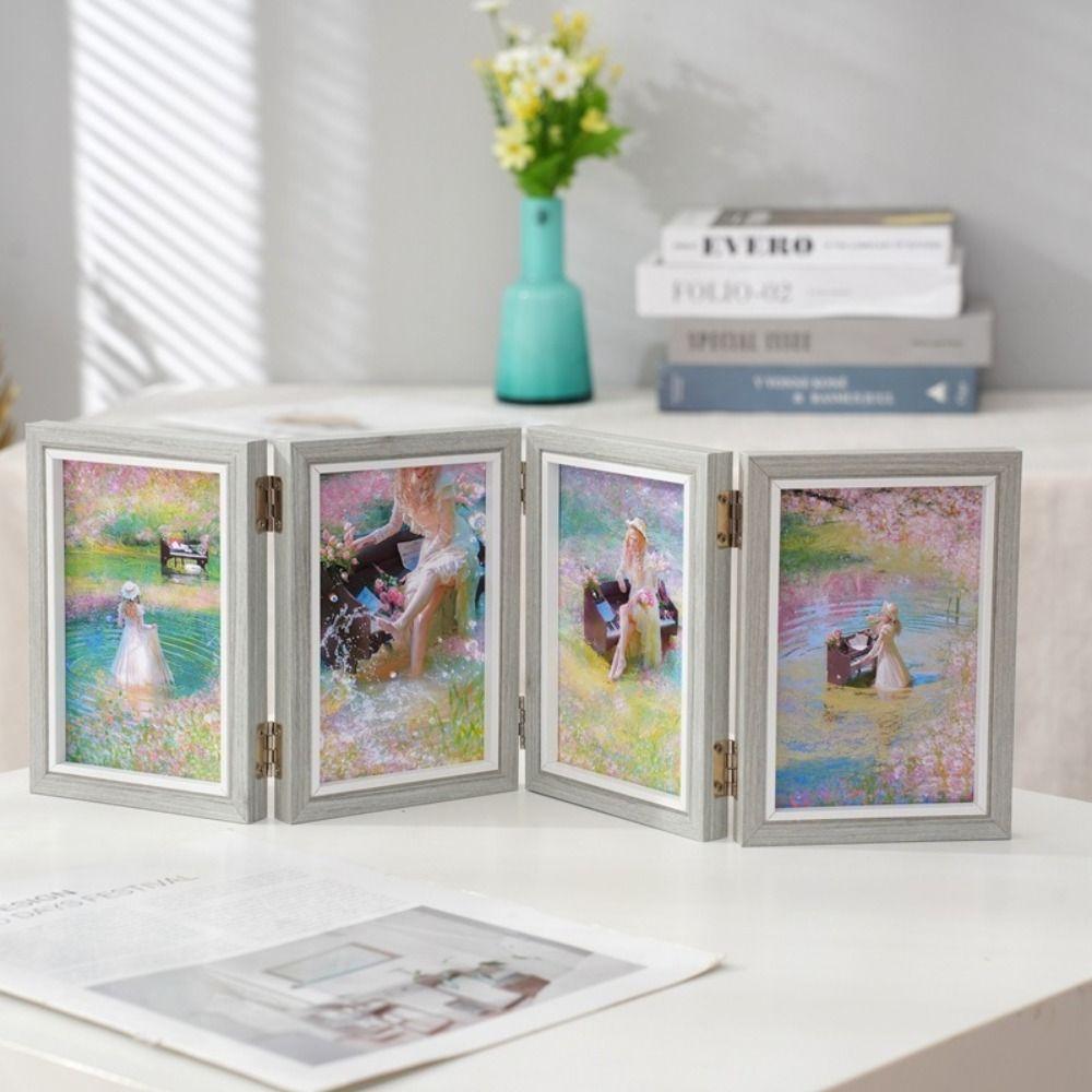 Rectangular Foldable Hinge Photo Frame Creative Combination Folding Frame Desktop Decoration