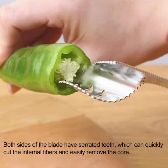2Pcs Chili Pepper Core Remover Spiral Tooth Descaling Machine Easy Grip Kitchen Cutter Slicer for Peppers Cucumbers Bitter Melon