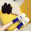 Fashion Celebrity Curly lamb wool flats woman metal buckle band furry mary janes ladies winter shoes plush loafers sheep fur moccasins