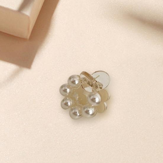 Sweet Mini Round Faux Pearls Hair Clip Non-slip Cross Teeth Back Head Small Hair Claw Styling Hair Accessories