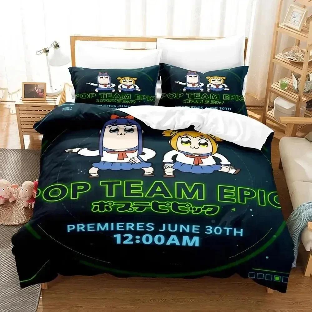3D Print Anime Pop Team Epic Comfortable Duvet Quilt Cover Pillowcase Bedding Set Children Bedroom Decoration Home Textile