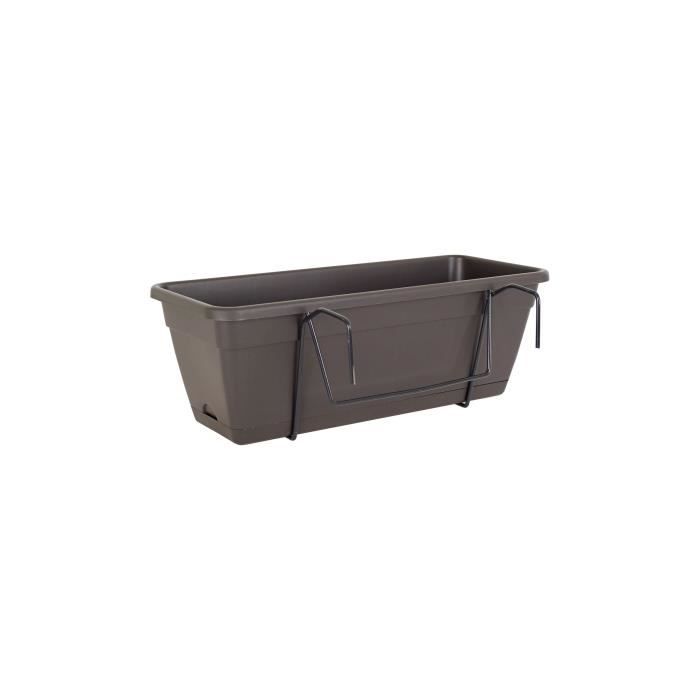 ARTEVASI Pflanzkasten-Set VENEZIA mit Wasserspeicher - Anthrazitgrau - 10L - 49 x 19,5 x 16,6 cm -