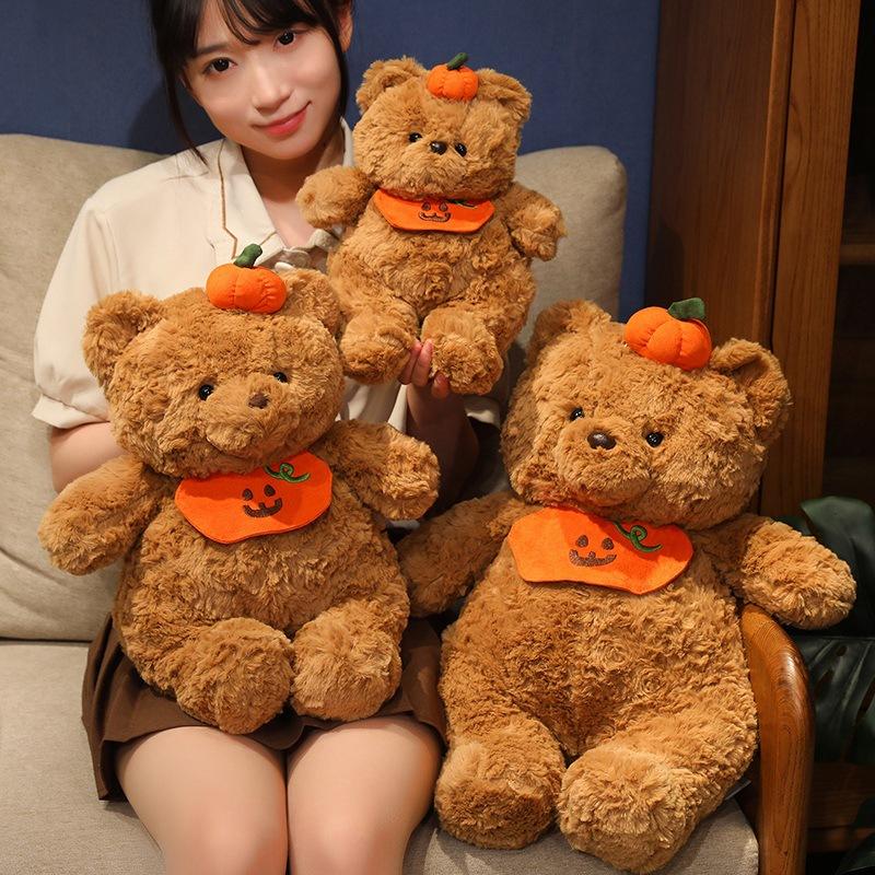Bai Fen Bai Dolls And Toys Cute Pumpkin Bear Teddy Bear Doll Plush Toy Hug Bear Doll Children Soothing Sleeping Doll
