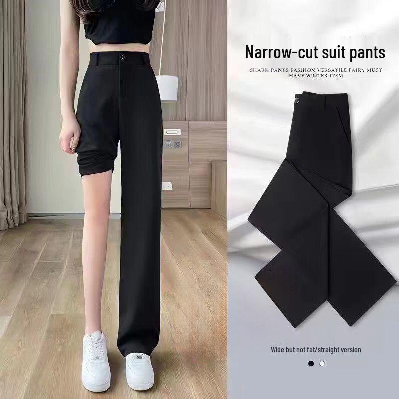 Schwarze High-Waist Straight-Leg Hosen für Damen, Slim Fit, für Frühling/Sommer 2026
