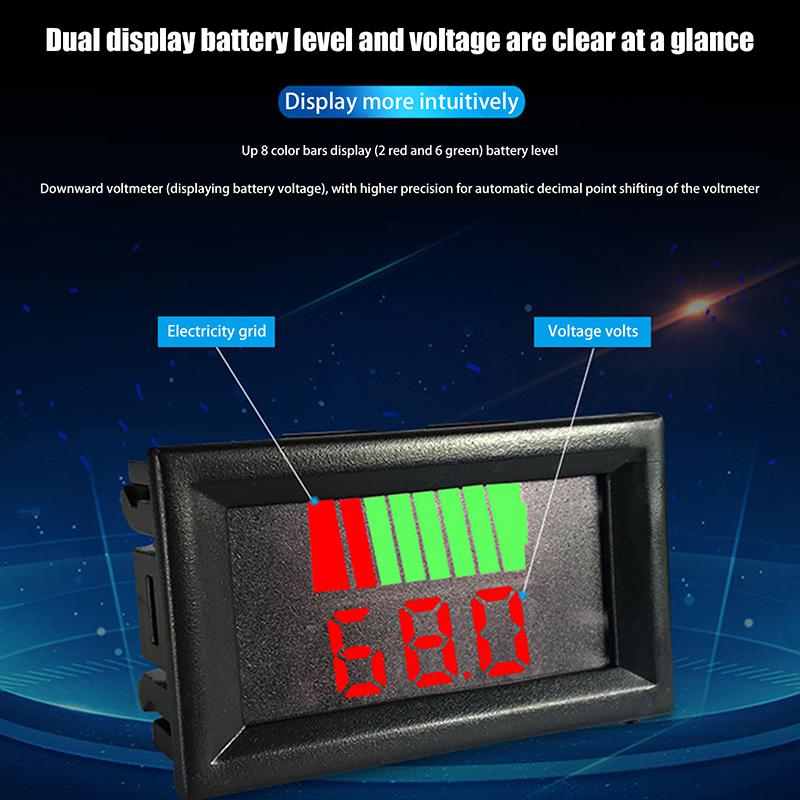 Lcd Digital Voltmeter 12V 24V 60V 72V Waterproof Electric Car Battery Capacity Indicator Lead Acid Power Car Moto Voltage Tester