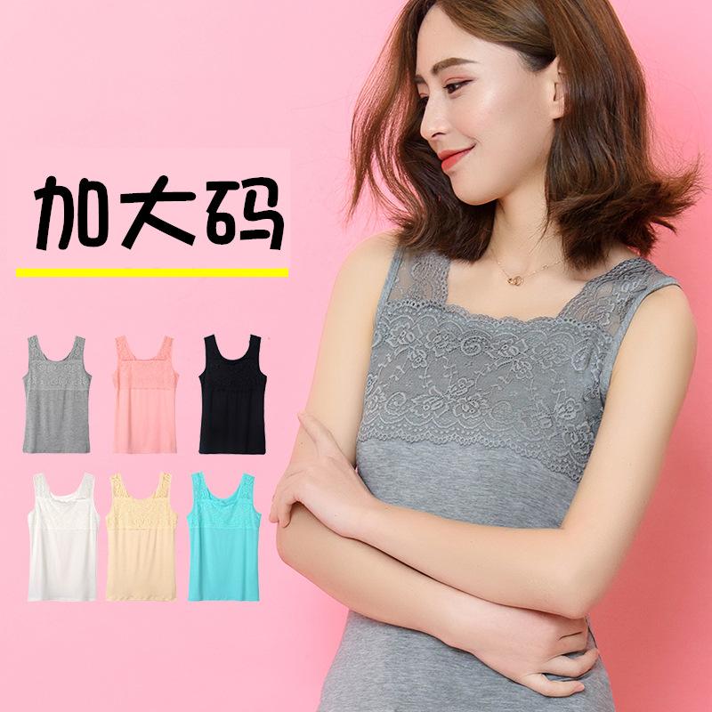 Modal suspender lace vest women's summer sleeveless versatile large size slim-fitting round neck inner bottoming shirt women's top thin