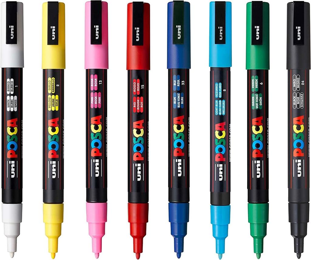 Mitsubishi Pencil Water-based Pen Posca Fine Point Round Core 8 Colors PC3M8C