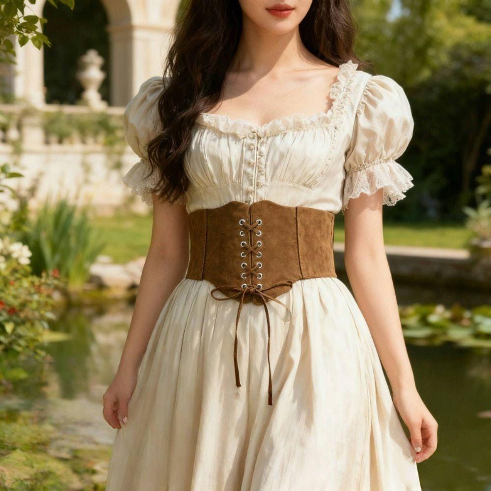 Adjustable Pu Leather Corset PU Leather Western Cowboy Belt Elegant Suede Wide Belt  Waistband