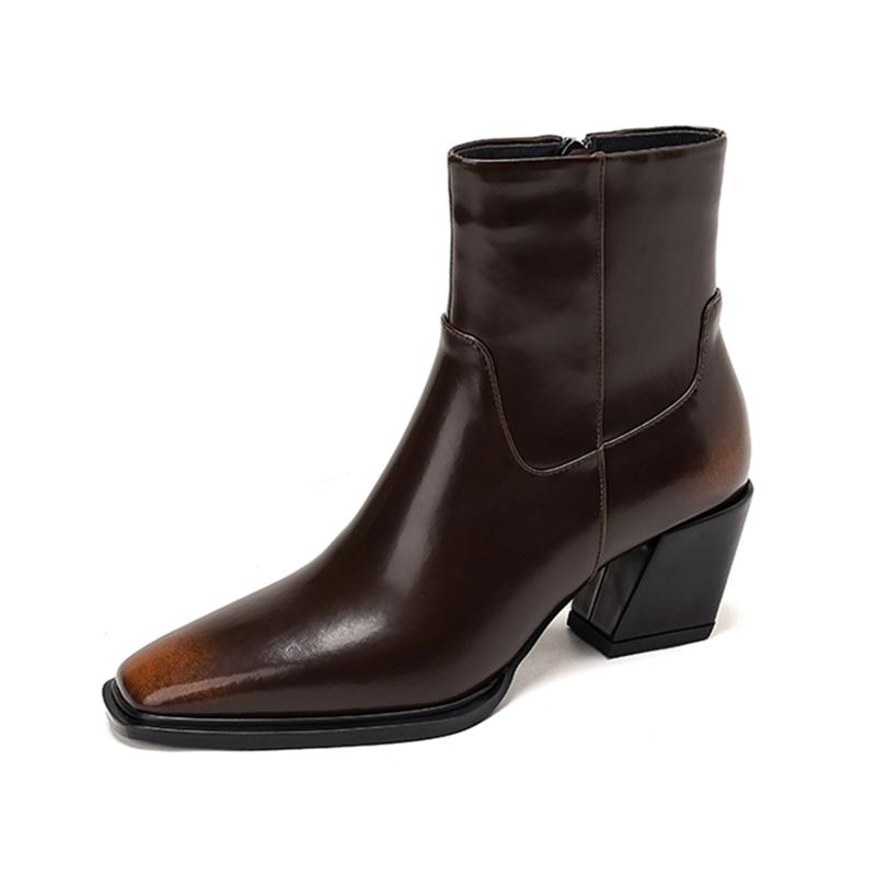 Fashion 2025 New Women's Ankle Boots and Short Boots Side Zipper Block Heel Women Boots Large Size Vintage Motorcycle Boots Female