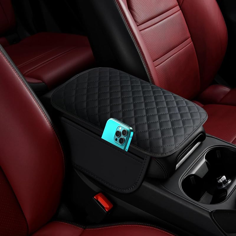 Upgraded Car Middle Center Console Cover With 2 Storage, Universal Microfiber Leather Car Armrest Cover Cushion For For Most Vehicles, Memory Foam