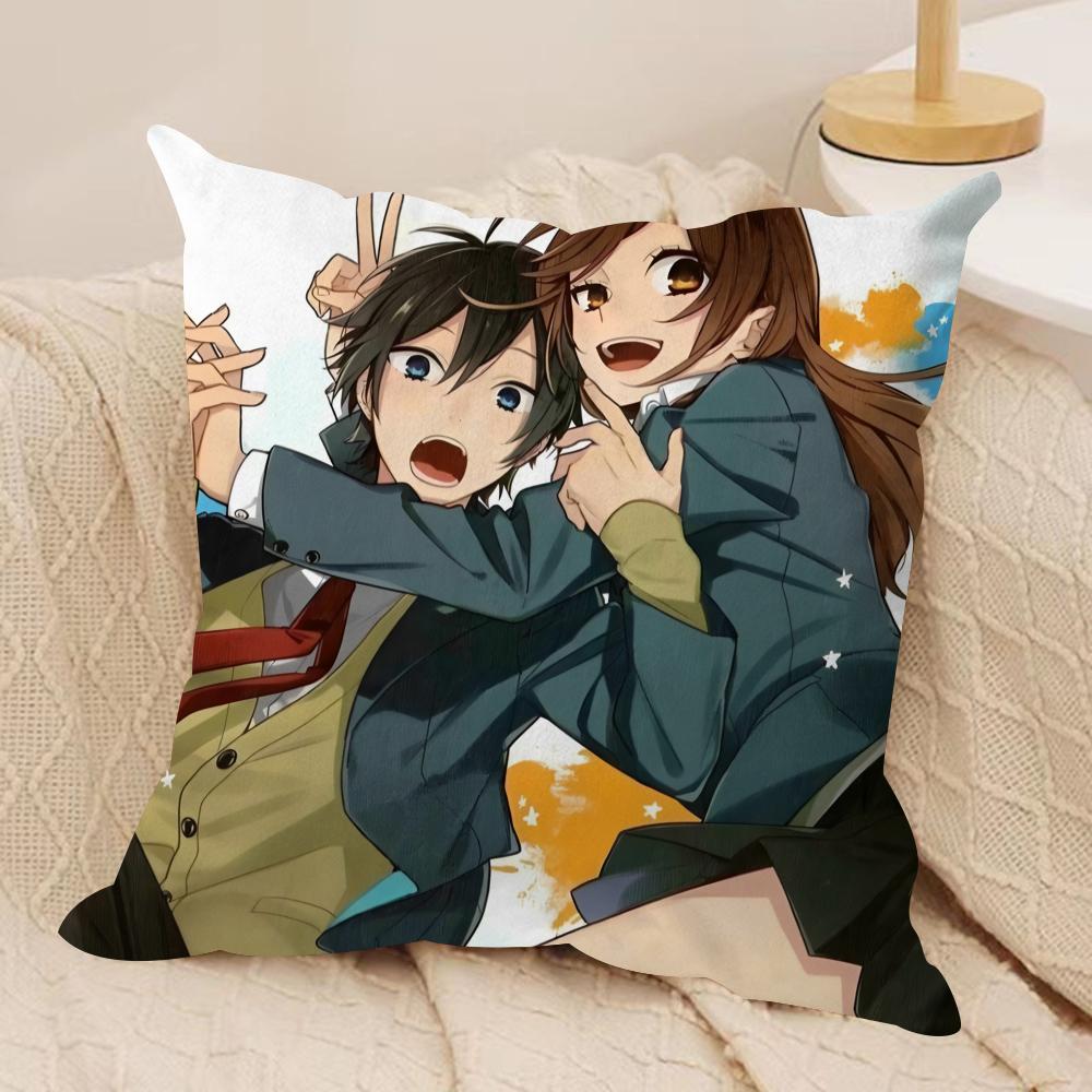 Cartoon H-Horimiya Anime Cushion Cover Soft Plush Double-Sided Printed Sofa Pillow Cushion Cover | All-Season Durable Decor Gift