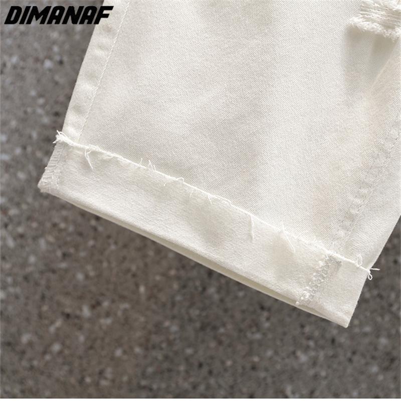 DIMANAF 2025 Taglie Forti Jeans Estivi Pantaloni Donna Pantaloncini Elasticizzati Larghi Casual Strappati Pantaloni Basic in Denim Bianco 5XL