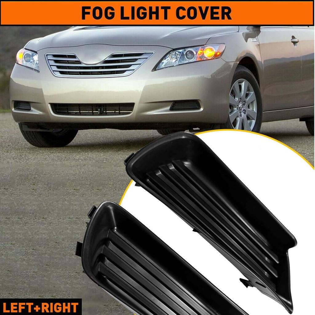 Pair Front Bumper Insert Fog Light Cover for 2007 2008-2009 Toyota Camry Left+Right Side TO2598103 TO2599103 Fog Lamp Trim Bezel Base Cover Cap