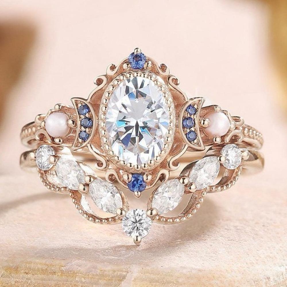 

Luxury European and American Fashion Rings Retro High-end Rose Gold Ring Full of Diamond Jewelry No. 10