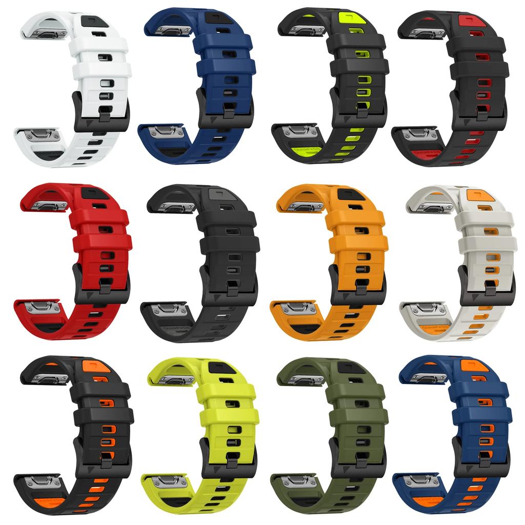 QuickFit 26mm 22mm 20mm Two Tone Silicone Strap for Garmin Fenix 8 E 7X 7 7S Pro 6X 6 6S Pro 5X 5S 5 Plus Bracelet  Band