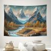 Mountain River Forest Landscape Wall Tapestry Machine Washable All Season Decor Art Print Nature Design Home Easy to clean