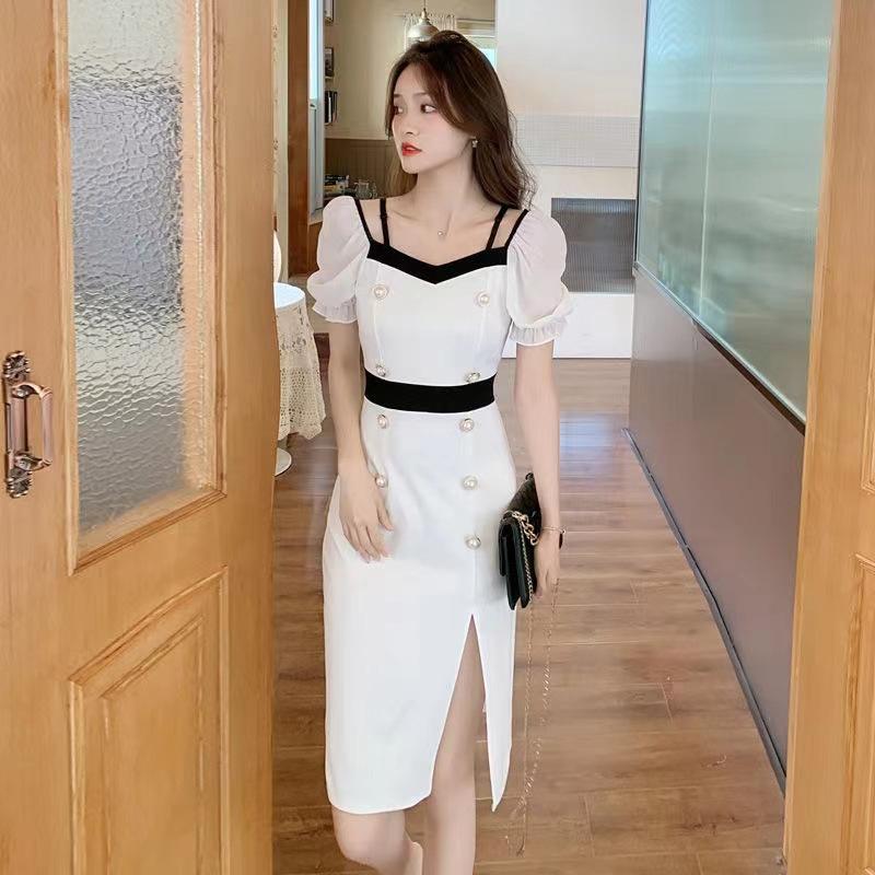 Women's skirt, new summer fashionable and elegant sexy slit pencil skirt, stylish slimming slip dress