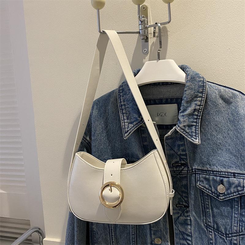 

Популярная сумка-подмышка из жирной кожи, новая сумка через плечо с текстурой однотонного цвета 2024, модная и повседневная сумка для поездок на работу, трендовая сумка белый