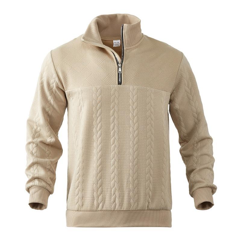 Men Loose Large Size Half Zip Stand Collar Long Sleeve Pullover Sweatshirt