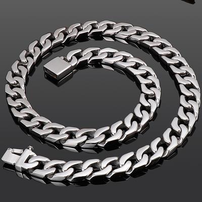 Massive Solid 316L Stainless Steel Necklace for Men High Polished 14/16MM Wide 55/60CM Long Cuban Link Chain Men's Necklaces Man
