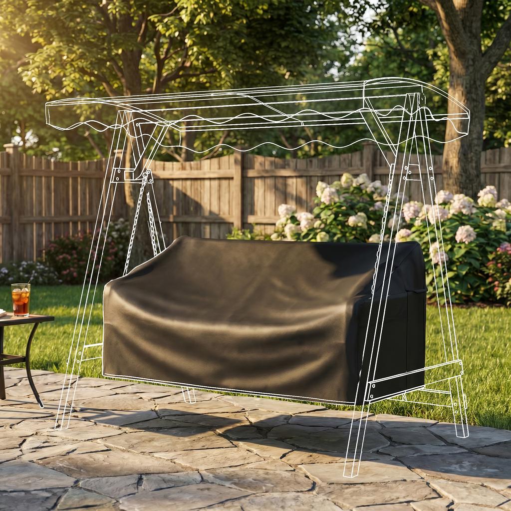 3-Seater Garden Swing Cover, Waterproof Protective Cover, Windproof and UV-Resistant, 420D Oxford Fabric