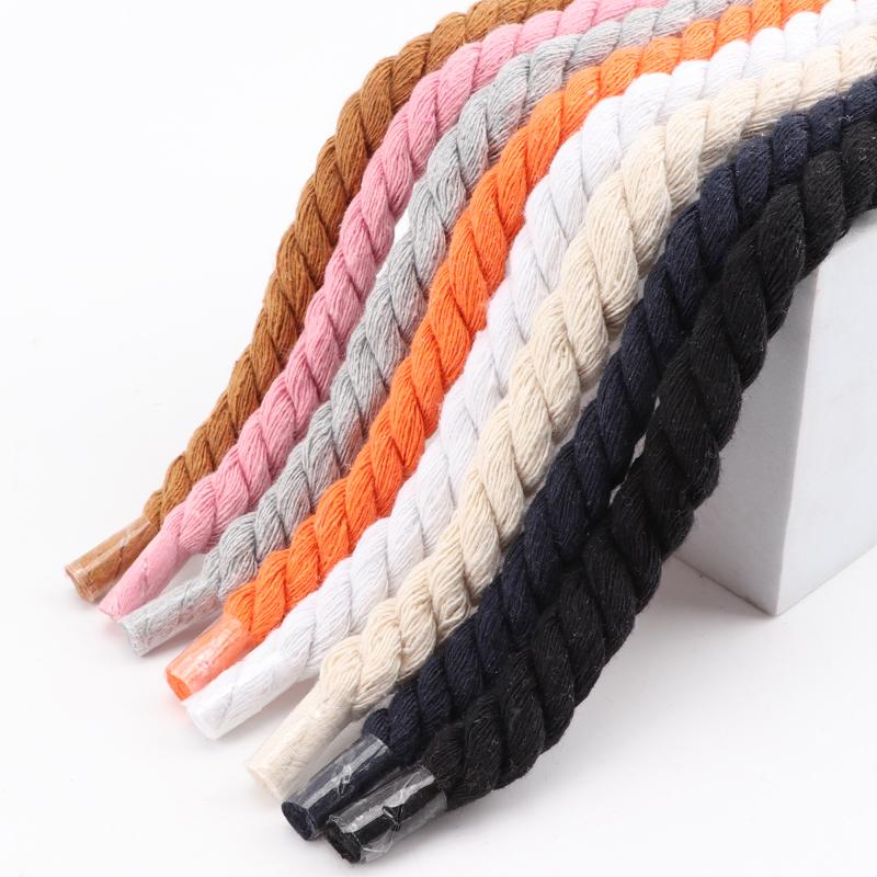 1Pair Round Shoelaces Colorful 1CM Thicker Cotton Shoelace Running Sneakers Laces 100/120/140/160CM Boots Shoe laces Shoes