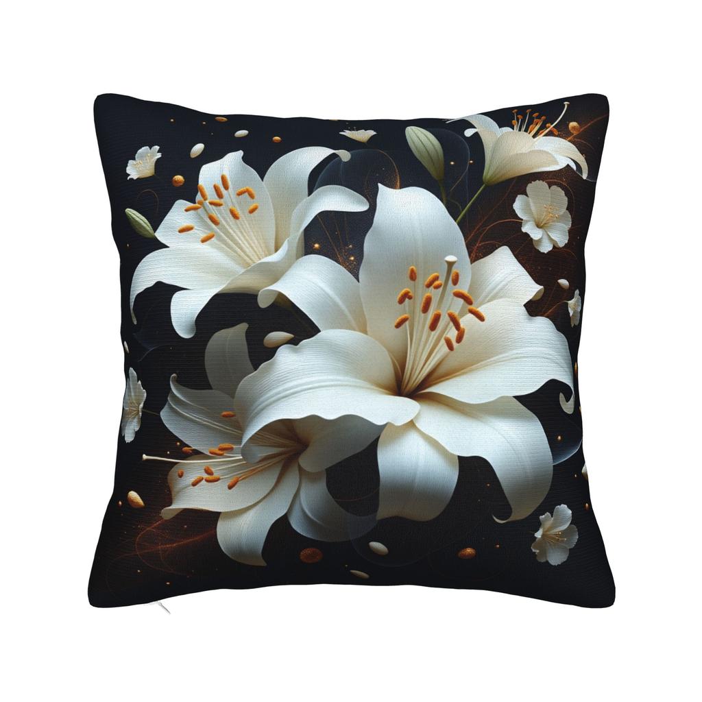 Black White Gold Flower Pillow Case Graphic Pillow Cover For Chair Sofa Home Decor Fashion Cushion Cover