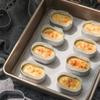 10Pcs Aluminum Alloy Oval Mold Lined Paper High-Temperature Baking Tools Making Cakes Cheese Semi Cooked Ring Cakes Egg Tarts