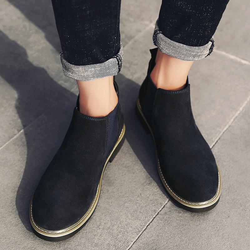 Fashion Mens Fashion Tide Boots Genuine Leather Chelsea Boots Men Suede Luxury Ankle Boots High-top  Plush Fur Winter Boots Gb