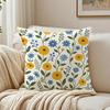 Yellow Blue Wildflower Pillow Case Organic Short Plush Cushion Covers Breathable Washable WrinkleResistant