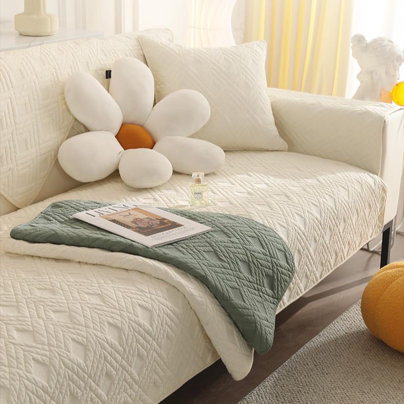 New Solid Color Sofa Seat Cushion Pure Cotton Cloth Non-slip Simple Four-season Cotton Sofa Cushion Cover Towel