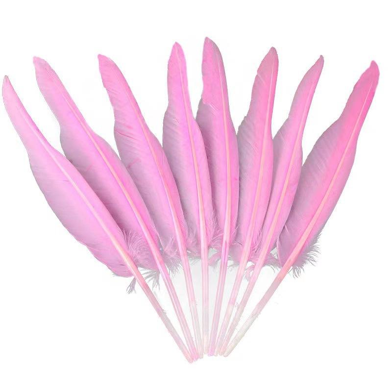 Bulk Long Colorful Goose Wing Feathers Pen Ballpoint Pen Metal Pretty Party Wedding Gift Craft Special Events