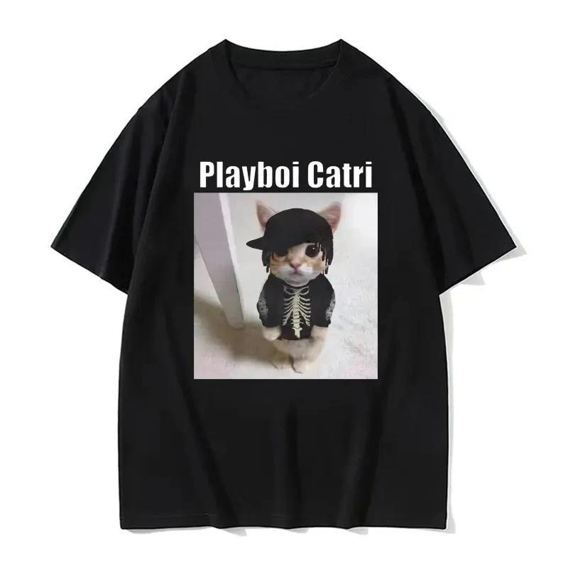 Playboi Carti Cute Cat Meme Funny Narcissist Opium Tshirt for Men Lady Hip Hop Fashion T Shirt Casual Unique New Style Tshirts