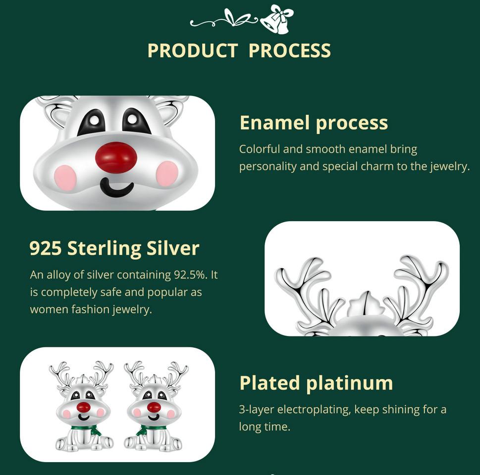 Brincos de prata esterlina 925 BAMOER para mulheres, festa de Natal, joias finas, presente