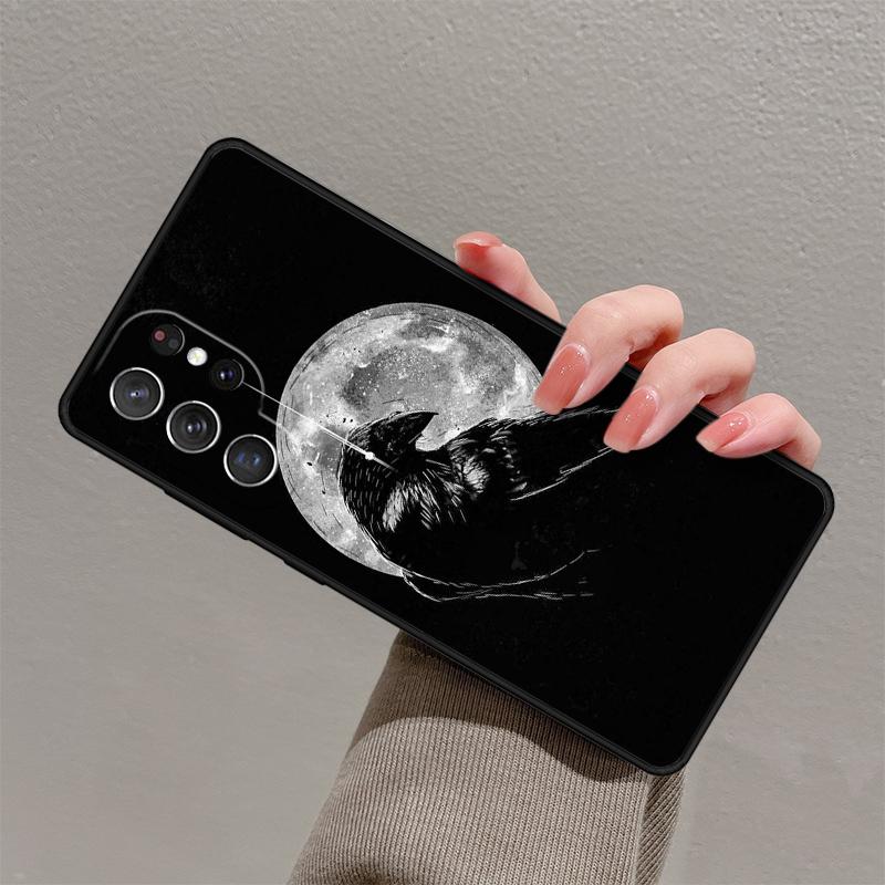 Crow Raven Dark Skull Phone Case For Samsung Galaxy S23 S21 S20 FE S24 S22 Ultra Note20 S10 S9 S8 Plus Silicone Cover