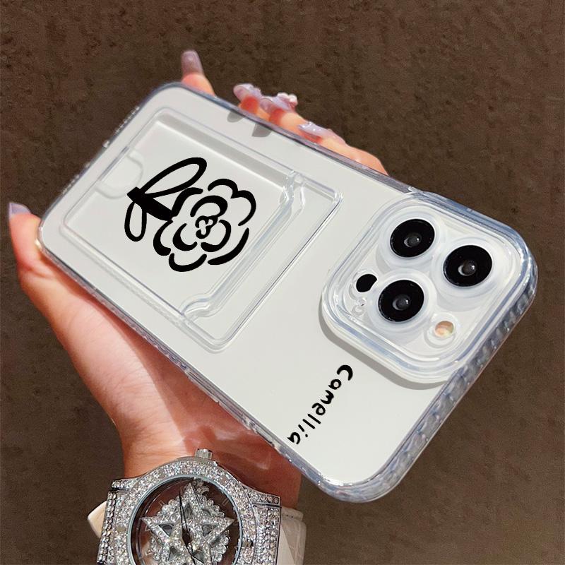 Card Slot Holder Silicone Wallet Pocket Case For Xiaomi Redmi Note 12 13 Honor 200 Smart Oppo A18 A38 A58 Samsung S23 S24 S25 Cover Clear Phone Bumper