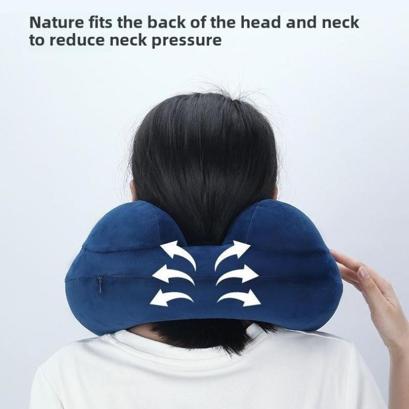 U-Shaped Comfortable Self-Inflating Air Pillow Neck Support Inflatable Airplane Travel Neck Pillow Inflatable Sleeping Pillow