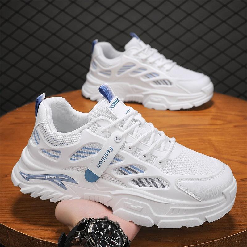 Spring new men's shoes breathable soft-soled running sports shoes male students thick-soled heightening casual dad shoes