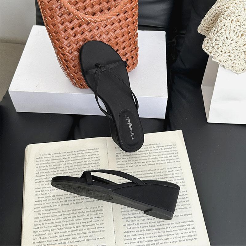 Mode Mode Runde Zehen Damen Keilabsatz Hausschuhe Sommer Damen Pantoletten Sandalen Flache Damen Keilabsatz Schuhe Flip Flops