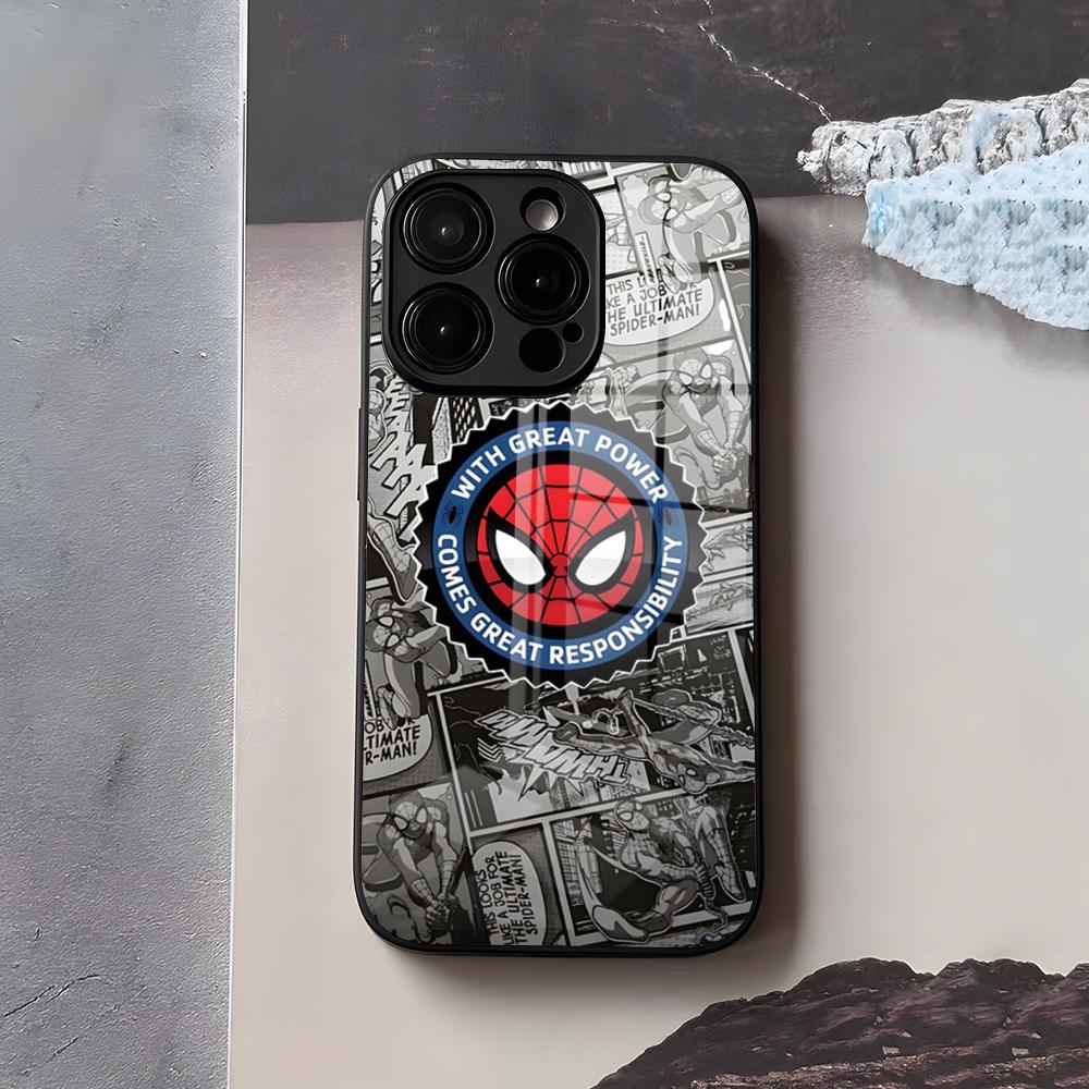 S-Spiders Cool Man Phone Case For IPhone 17 Air 16 E Pro Max 15 14 13 Mini 12 Pro 11 Max Plus Black Glass Cover