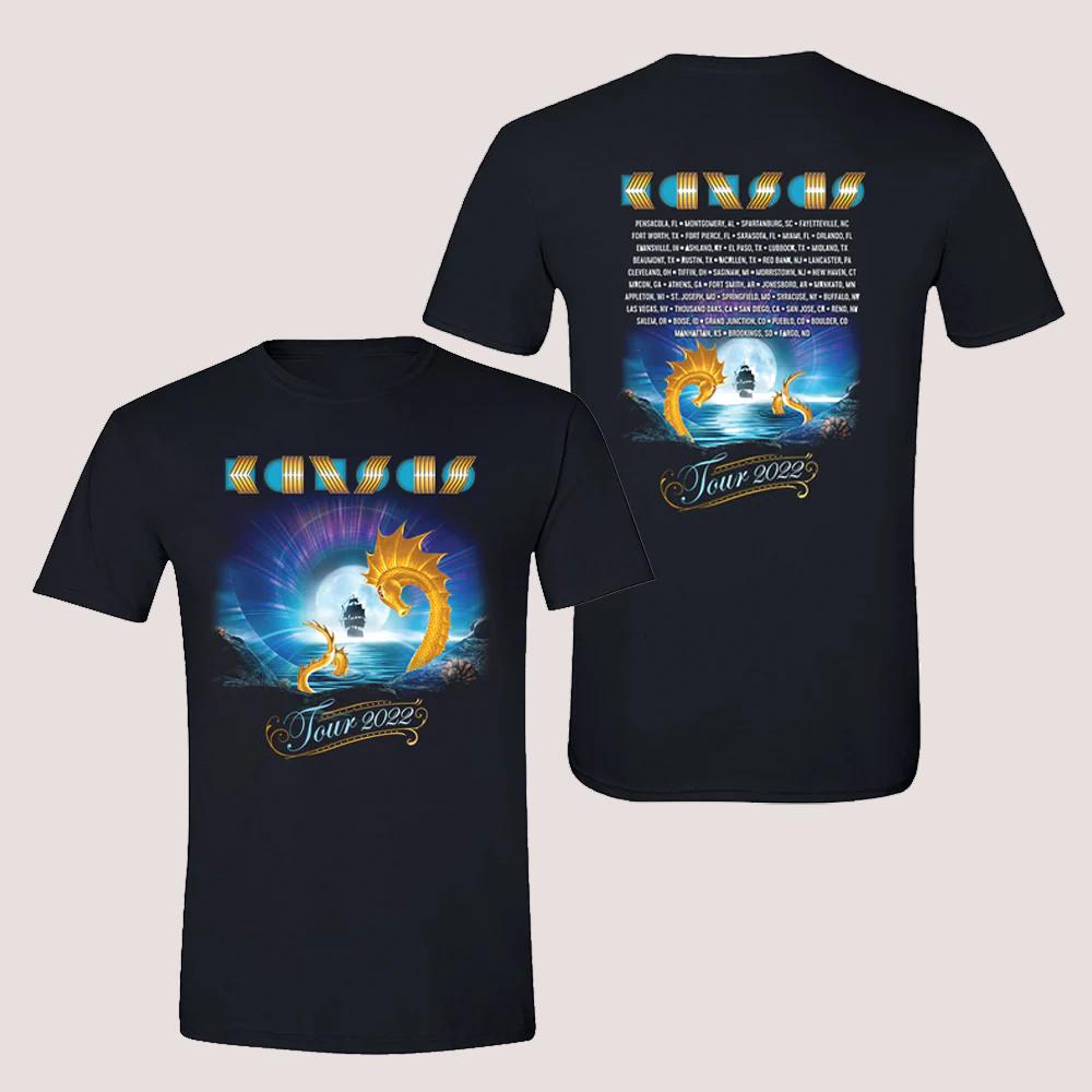 KANSAS Band 2022 Another Fork In The Road Tour Cotton Black S-5XL T Shirt SE742 Unisex T-Shirt M